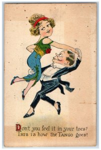 1914 Couple Romance Dancing Tango Utica New York NY Posted Antique Postcard