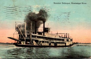 Iowa Dubuque Steamer Dubuque On The Mississippi River 1912
