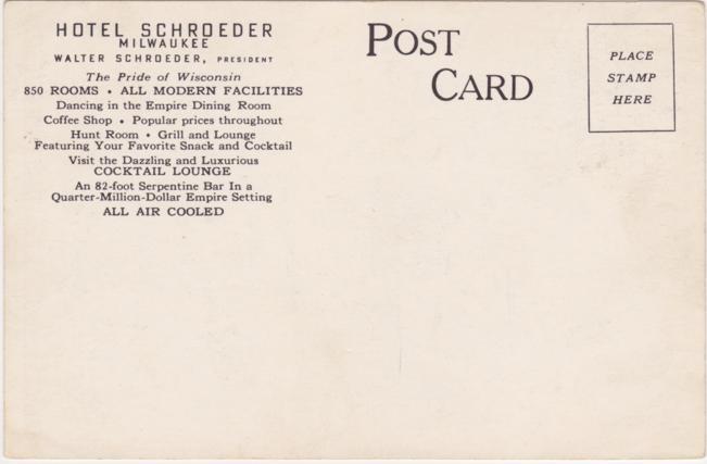 Hotel Schroeder - Milwaukee WI, Wisconsin - WB