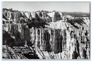 Bryce Canyon Utah UT RPPC Photo Postcard View from Bryce Point c1940's