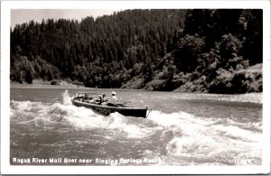 RPPC Rogue River Mail Boat Near Singing Springs Ranch OR c1957 Postcard V72