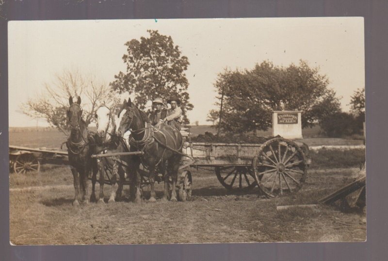 Wisconsin RPPC c1910 MANURE SPREADER Farming FARM SITE Farmer FULL LOAD! WI KB