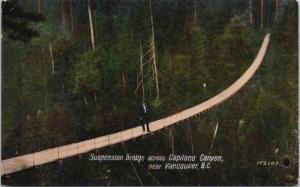 Suspension Bridge Vancouver BC Capilano Canyon Unused Postcard E34