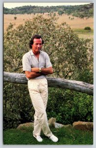 Famous~Spanish Singer Julio Iglesias Standing Outside~Coral-Lee Vintage Postcard