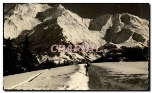 Old Postcard St Gervais ski fields and Mont Blanc