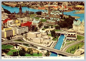 Heart Of The Capitol, Ottawa, Ontario, Canada, Chrome Aerial View Postcard #1