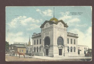 QUINCY ILLINOIS WABASH RAILROAD DEPOT TRAIN STATION VINTAGE POSTCARD