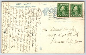 El Paso Texas~Fireproof Hotel McCoy~Nice Street Clock~Book store~1919 Postcard
