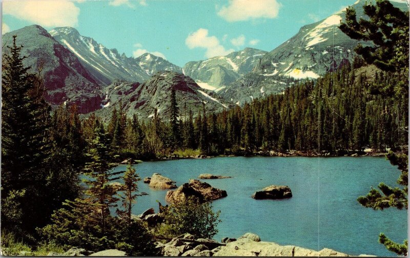 Snowy Longs Peak Glacier Gorge Bear Lake Rocky Mountain National Park Postcard 