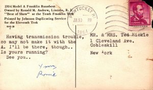 1904 Model A    Pawtucket  Rhode Island Cancel  1964   Postcard