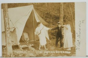 RPPC Bath NY At Last We Have A Man Woman in Costumes & Tent Scene Postcard P9