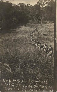 US Military Philippines Co B 1st Reg From Camp at Santa Rita to Olongopo RPPC