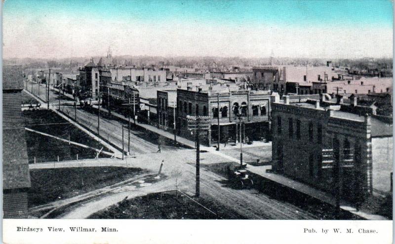 WILLMAR, MN Minnesota    BIRDSEYE VIEW/ Street Scene    c1910s   Postcard