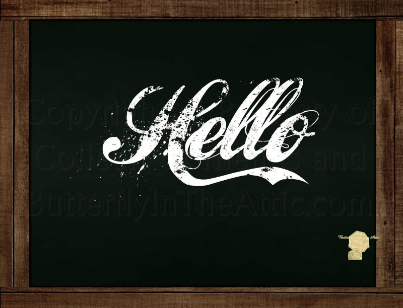 Set of 6  Postcards Blackboard Greetings - Hello - Simple Expressions