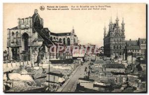 Old Postcard Belgium Leuven Ruins Brussels Street to the main square