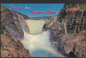 NEVADA-ARIZONA Hoover Dam and Colorful Rainbow Greetings from ~ Chrome