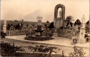 Real Photo Postcard Patriotism in Stone Grotto in Dickeyville, Wisconsin