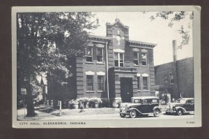 ALEXANDRIA INDIANA DOWNTOWN CITY HALL OLD CARS VINTAGE POSTCARD