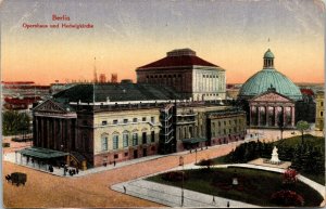 Vtg Berlin Germany Opernhaus und Hedwigkirche Opera House Hedwig Church Postcard