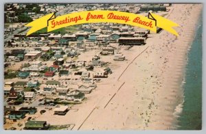 1950-60's GREETING FROM DEWEY BEACH DELAWARE DE AERIAL VIEW COTTAGES POSTCARD