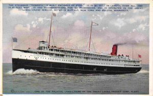 Steamer Tionesta Great Lakes Steamer Ship 1922 postcard