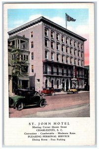 Charleston South Carolina SC Postcard St. John Hotel Exterior Roadside c1940's