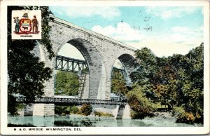 Vtg 1920s B & O Bridge Baltimore & Ohio Railroad Wilmington Delaware DE Postcard