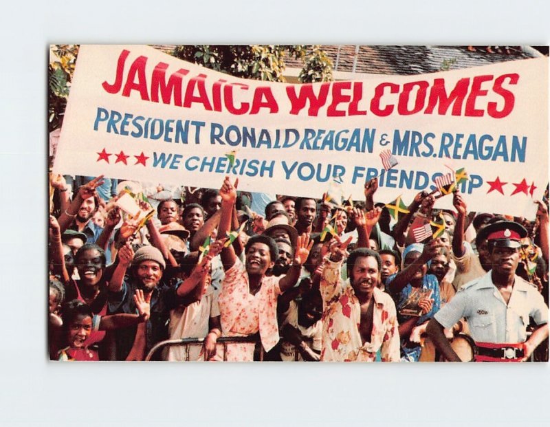 Postcard Jamaica Welcomes President & Mrs. Reagan Jamaica