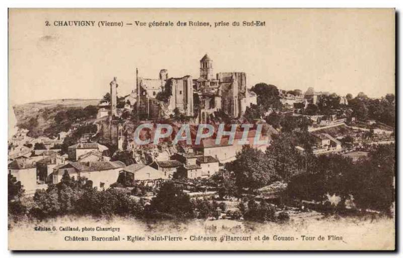 Postcard Ancient Ruins Chauvigny Vue Generale Des Taking South East