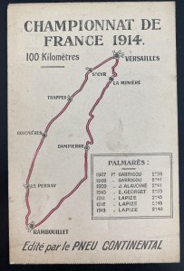 Mint France Folding Postcard 1914 Tour Of France 100 Kilometers Versailles Route