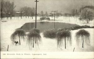 Logansport IN Riverside Park in Winter c1910 Postcard