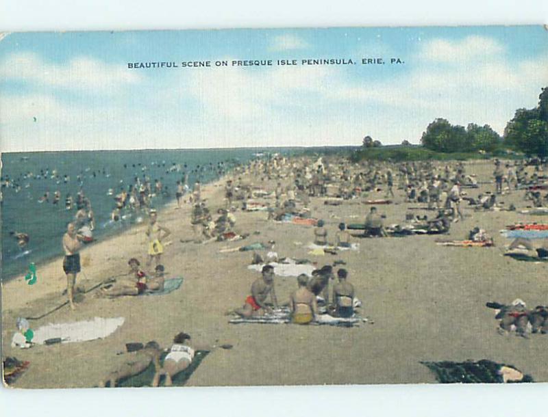 Unused Linen PRESQUE ISLE BEACH Erie Pennsylvania PA M7136