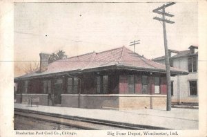 Winchester Indiana Big Four Depot Train Station Vintage Postcard AA20985