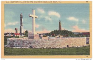 CAPE HENRY, Virginia, 1930-1940´s; Cape Henry Memorial, Old And New Lighthouses