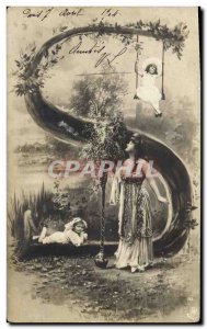 Old Postcard Fantaisie Letters Letter S Children