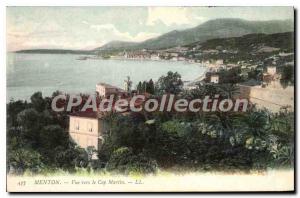 Old Postcard Menton View Towards Cape Martin