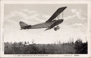 US Army Aeroplane Off Scouting Trip Aviation Sackett Wilhelms Postcard H37
