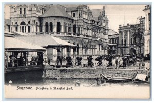 c1910's Singapore Hongkong & Shanghai Bank Boat Carriage Antique Postcard