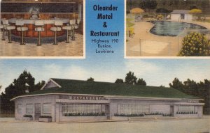 J78/ Eunice Louisiana Postcard c1950s Oleander Motel & Restaurant 3View 55