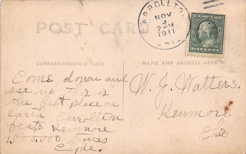 E66/ Carrollton Ohio RPPC Postcard 1911 Carroll County Court House