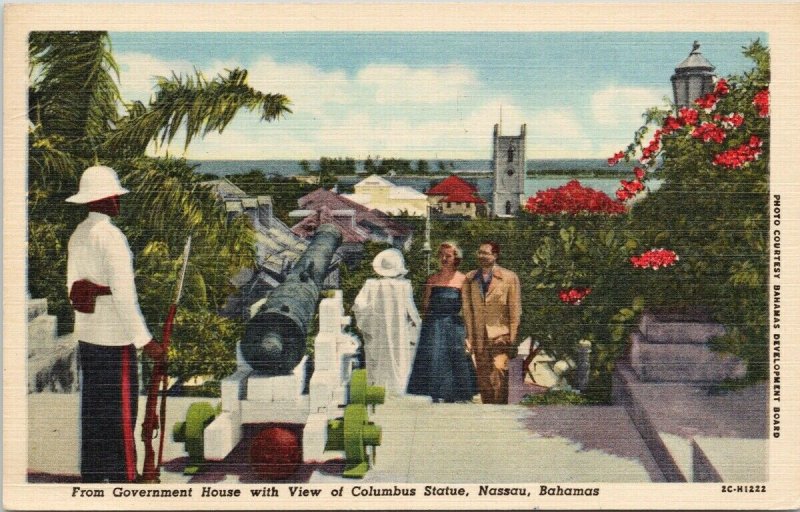 Nassau Bahamas Government House Linen c1961 w/ 6d Stamp Postcard F52