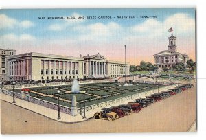 Nashville Tennessee TN Postcard 1930-50 War Memorial Building and State Capitol