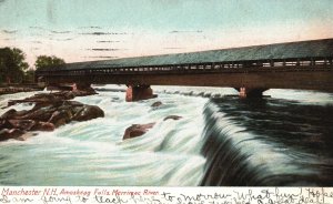 Vintage Postcard 1907 Amoskeag Falls Merrimac River Manchester New Hampshire NH