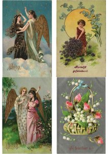 EMBOSSED GREETINGS with BETTER 54 Vintage Postcards (L4539)