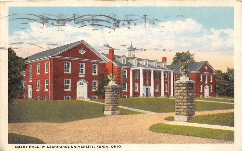 B4/ Xenia Ohio Postcard 1918 Wilberforce University Emery Hall Building