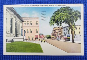 Vintage Washington Street from Post Office Dover New Hampshire NH Postcard