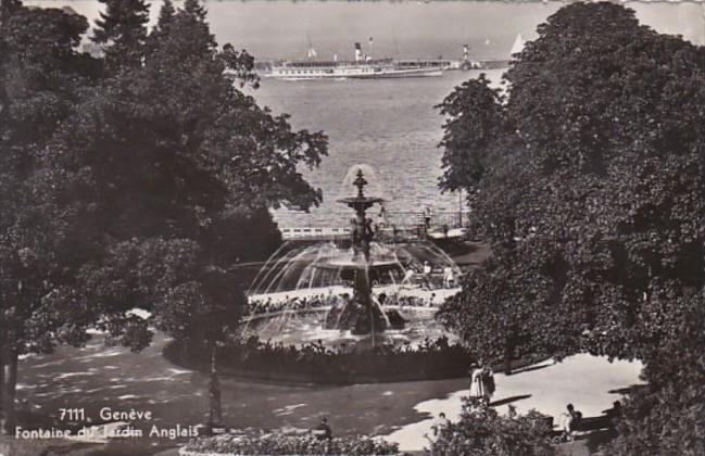 Switzerland Geneve Fontaine du Jardin Anglais 1956 Photo