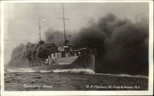 North Moser New York NY Battleship Muller Real Photo RPPC Vintage Postcard