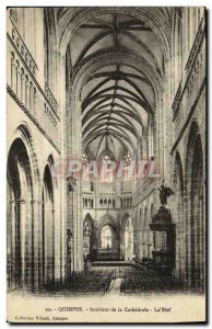 Old Postcard Quimper Interior of the Cathedral