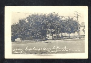 RPPC MARYSVILLE KANSAS EXCHANGE BANK PARK VINTAGE REAL PHOTO POSTCARD 1915